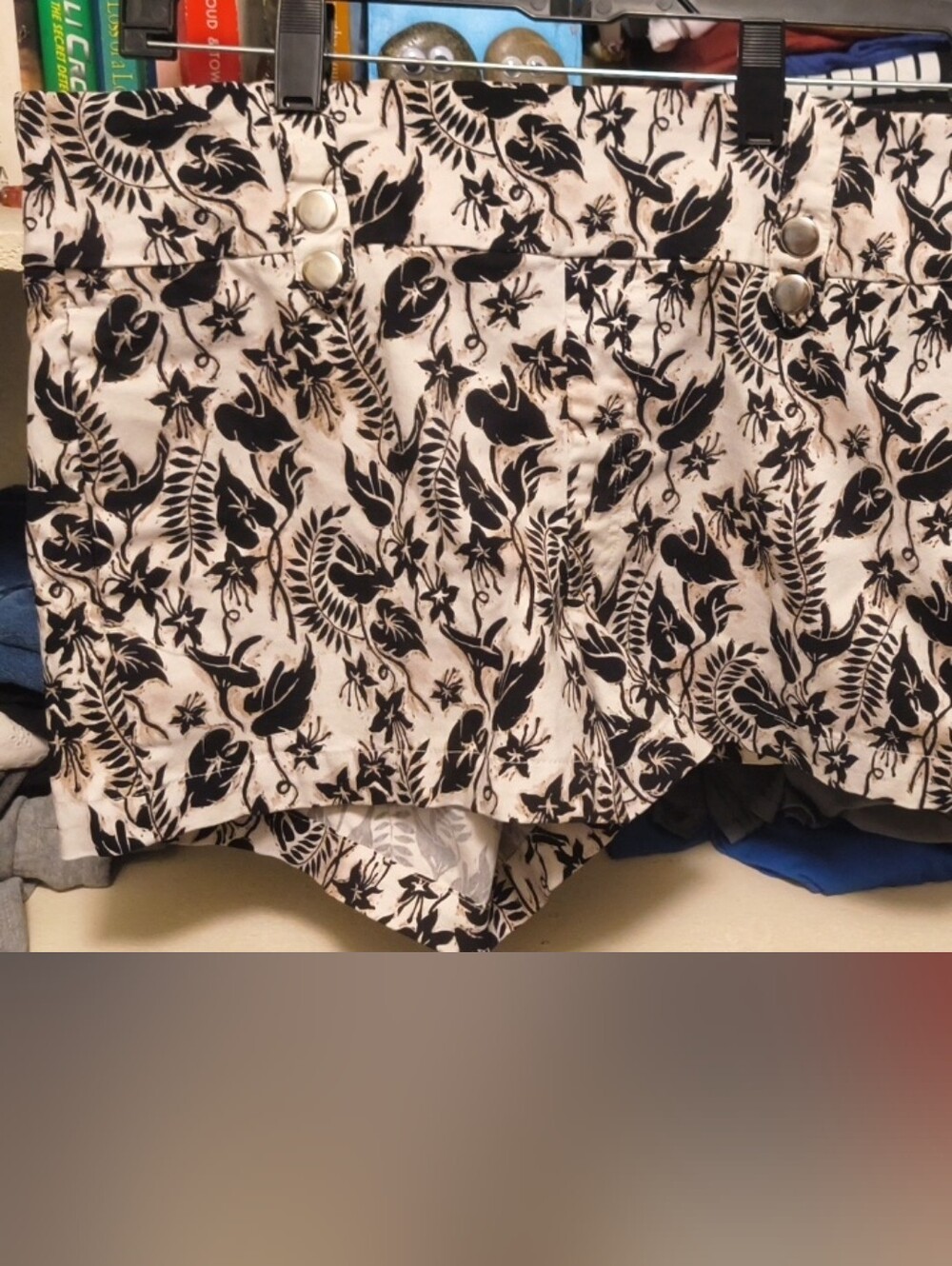 INC International Concepts White Shirt with Black Botanical Print